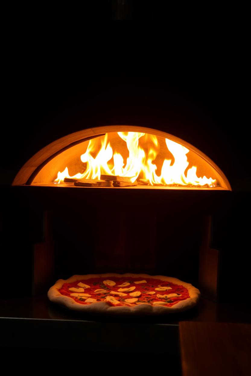 Holzofen mit Flamme