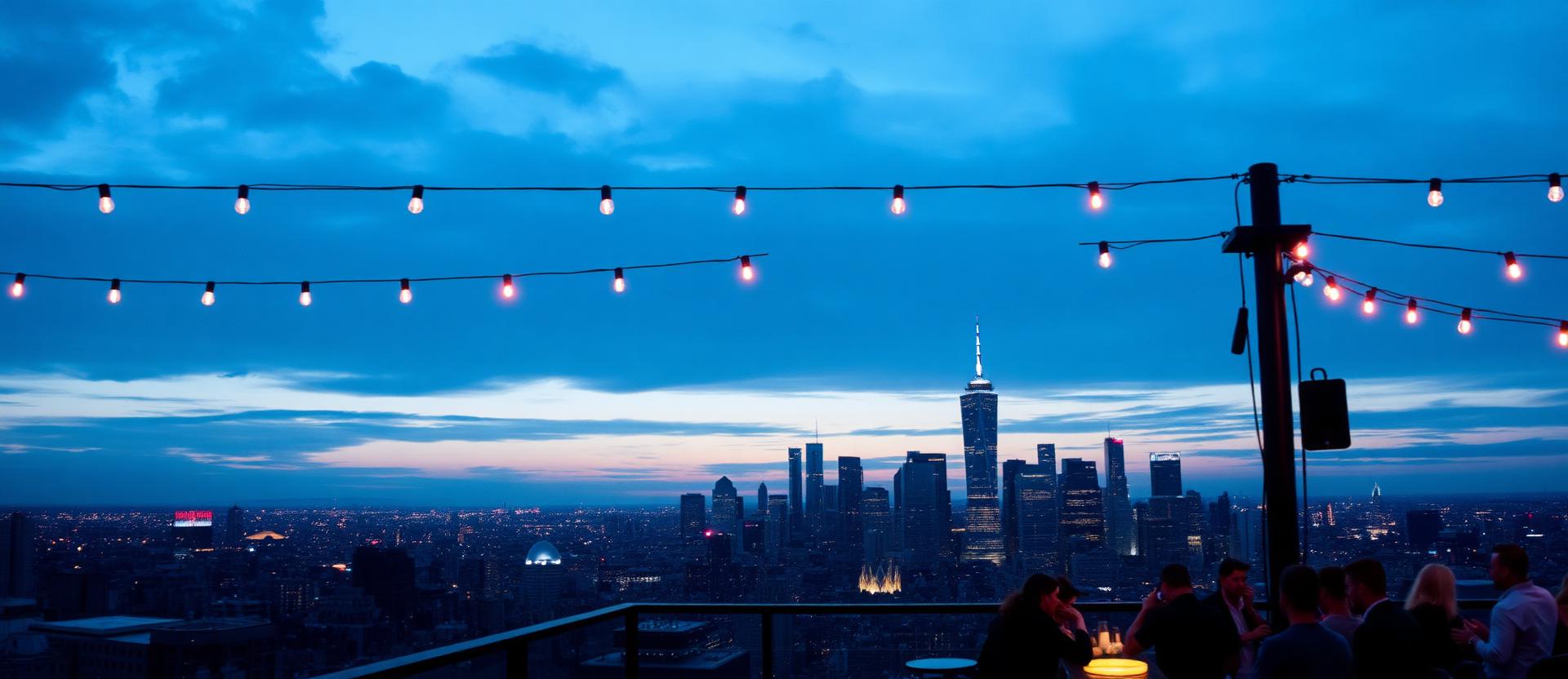 Rooftop zur blauen Stunde