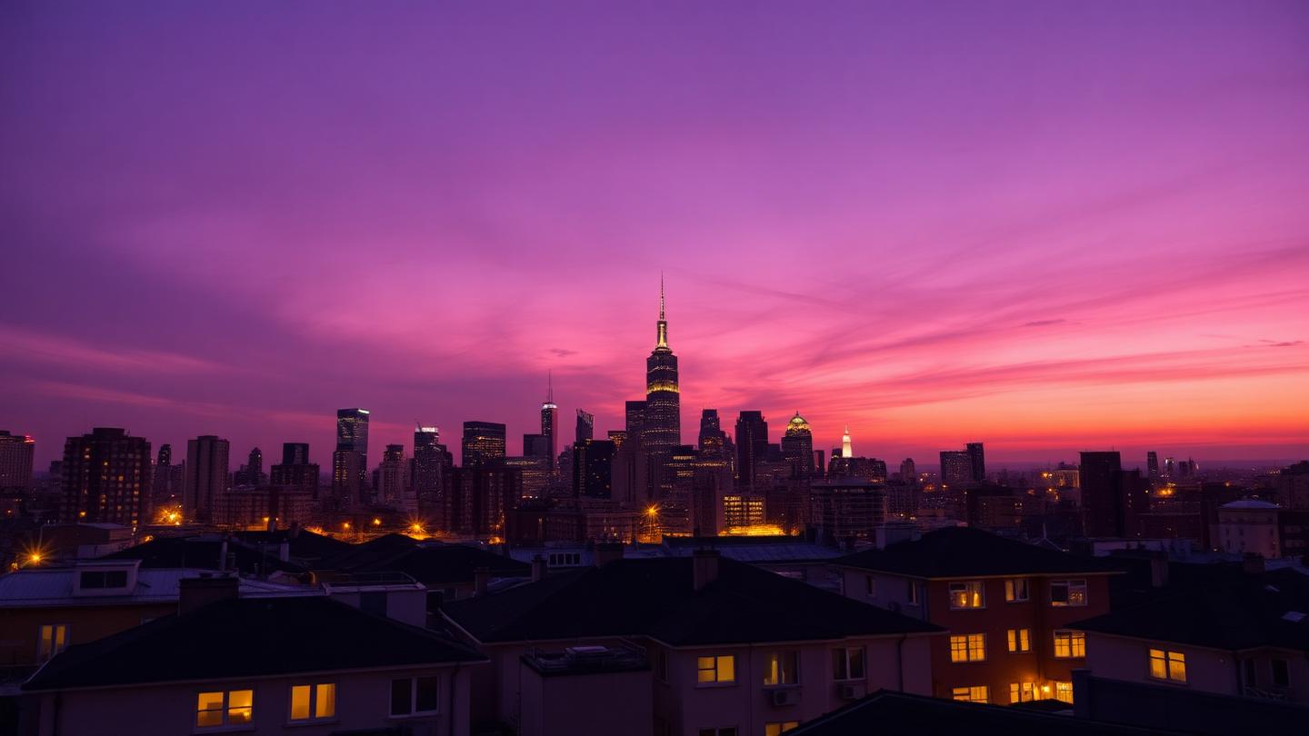 Skyline in der Dämmerung